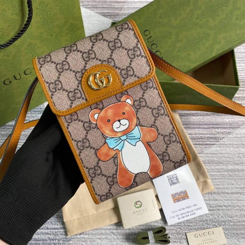 Best Replica Gucci Teddy Bear Mobile Phone Bag Replica 647805 - Colareps