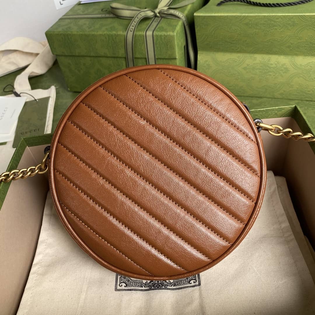 Best Replica Gucci Crossbody Dupe Marmont GG Matelasse Mini Round 550154 - Colareps