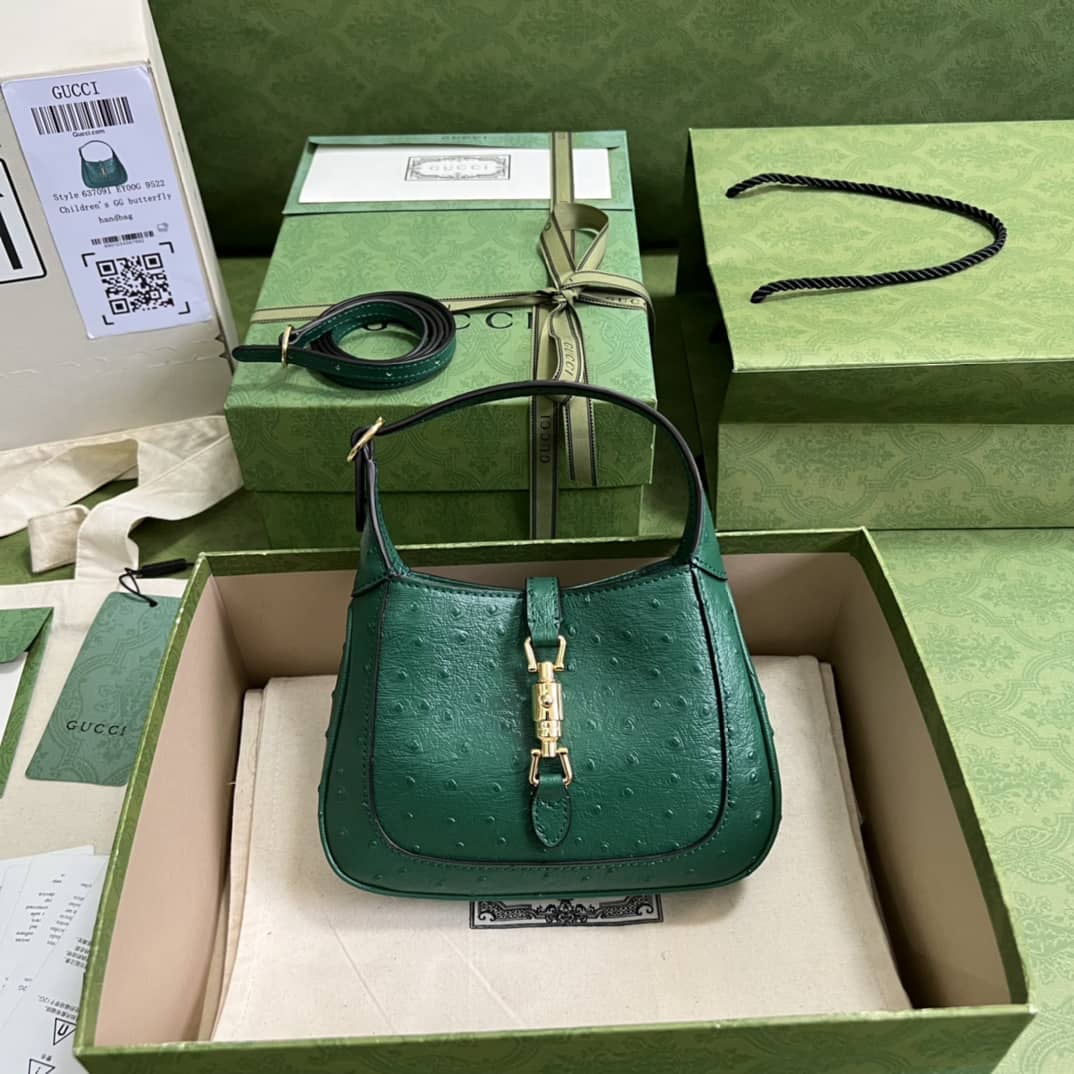 Best Replica Gucci Jackie 1961 Ostrich Mini Hobo 637091 Replica Shoulder Bag - Colareps
