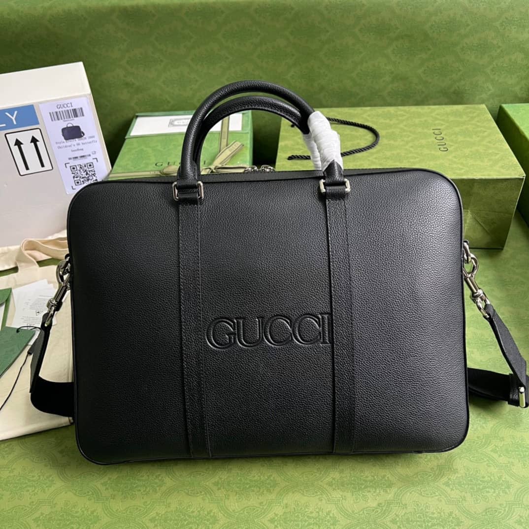 Best Replica Gucci Business Case With GG Logo Black 674174 Replica Mens Bag - Colareps