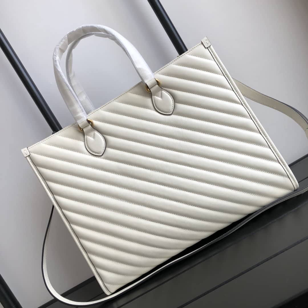 Best Replica Gucci GG Marmont Medium Matelasse Leather Tote Replica White 627332 - Colareps