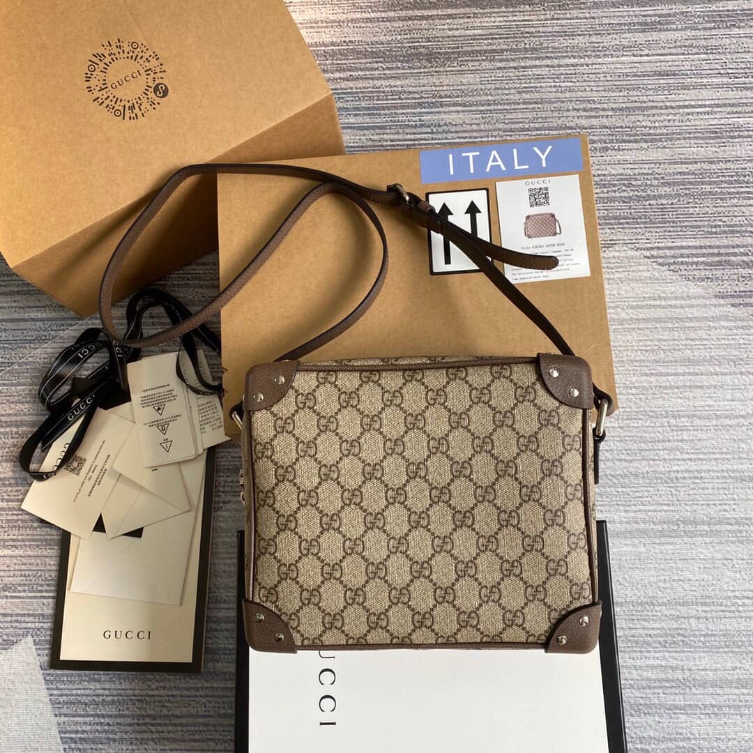 Best Replica Gucci GG Supreme Leather Shoulder Bag Replica Brown 626363 - Colareps