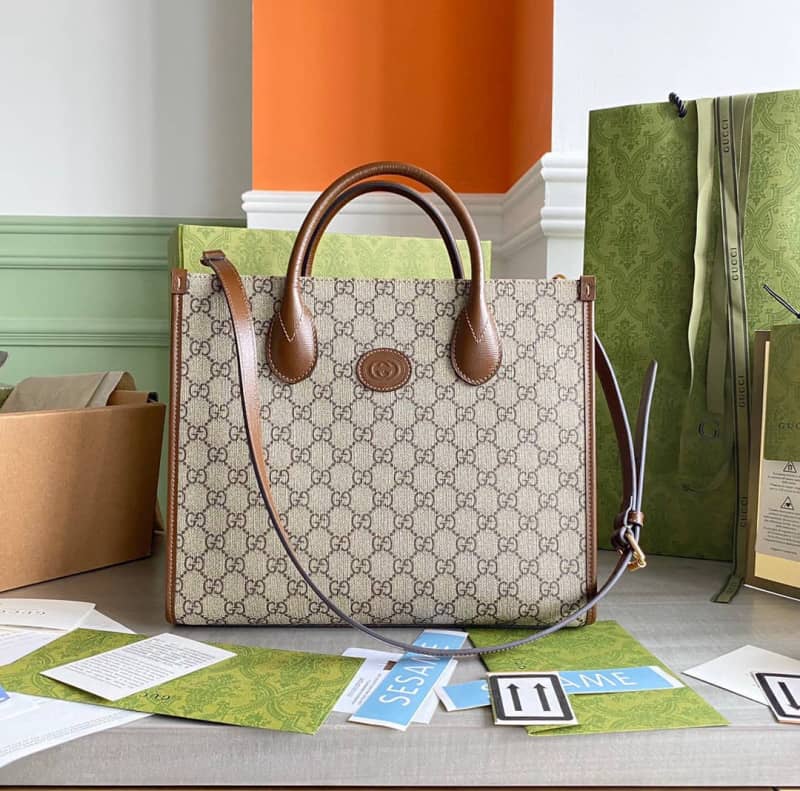 Best Replica Gucci Canvas GG Supreme Small Tote Replica Gray 659983 - Colareps