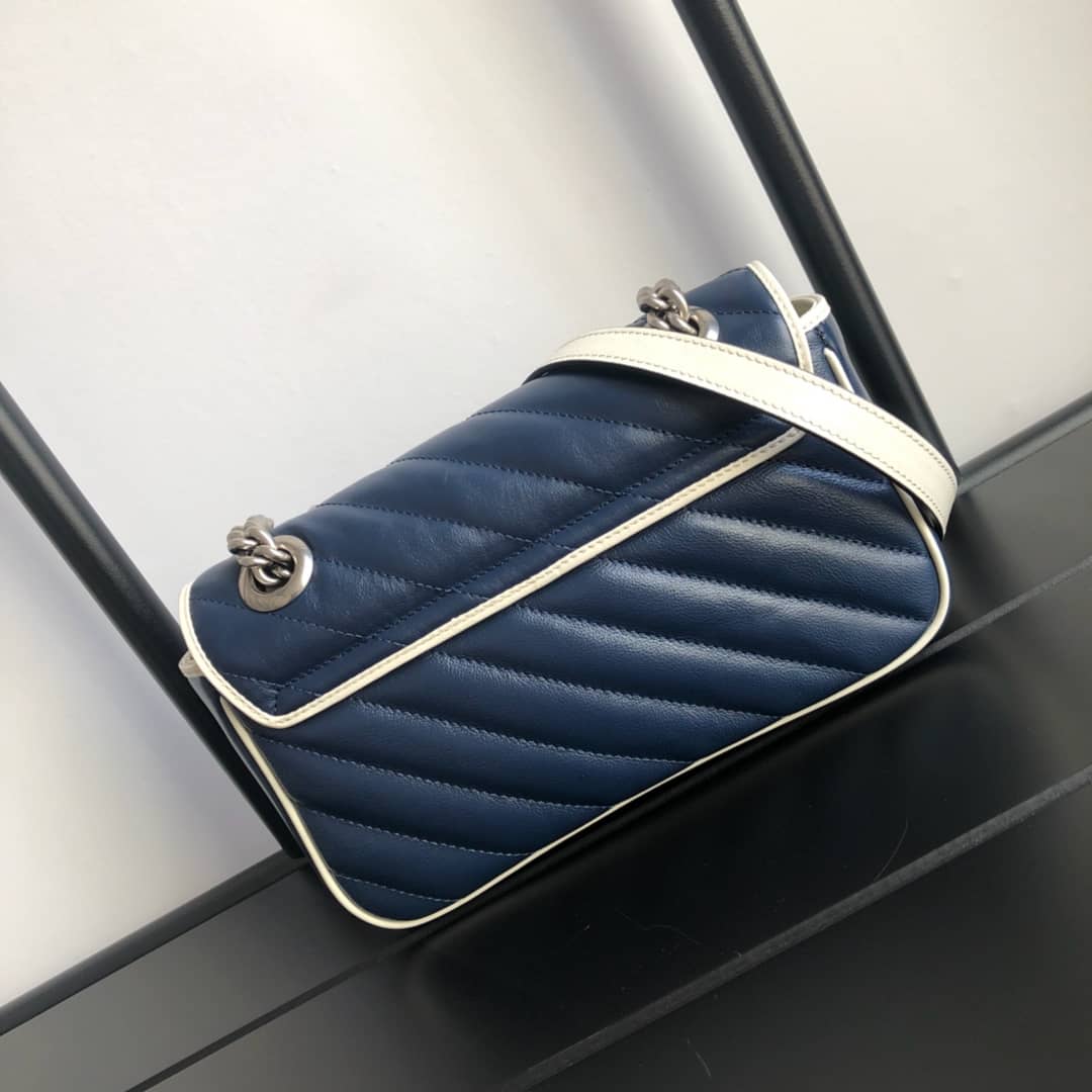 Best Replica Gucci GG Marmont Mini Matelasse Shoulder Bag Replica Blue 446744 - Colareps