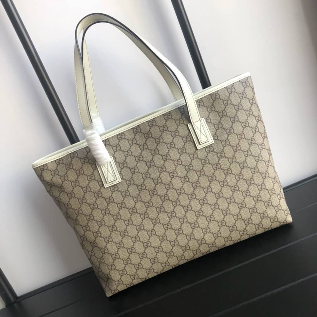 Best Replica Gucci GG Plus Large Zip Top PVC Replica Tote Gray White 211137 - Colareps