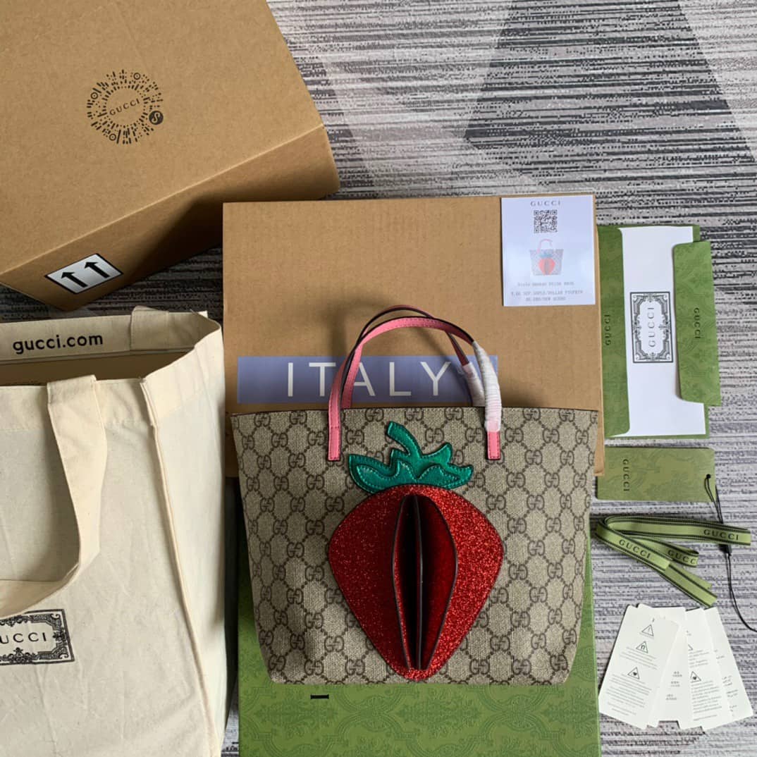 Best Replica Gucci Children GG Tote With Pineapple Bag Replica Red 580840 - Colareps