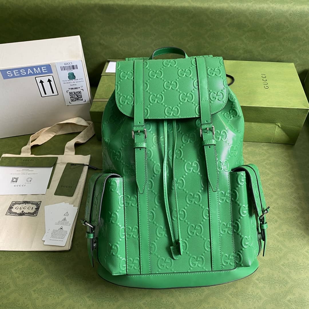 Best Replica Gucci GG Embossed Backpack Replica Green 625770 - Colareps