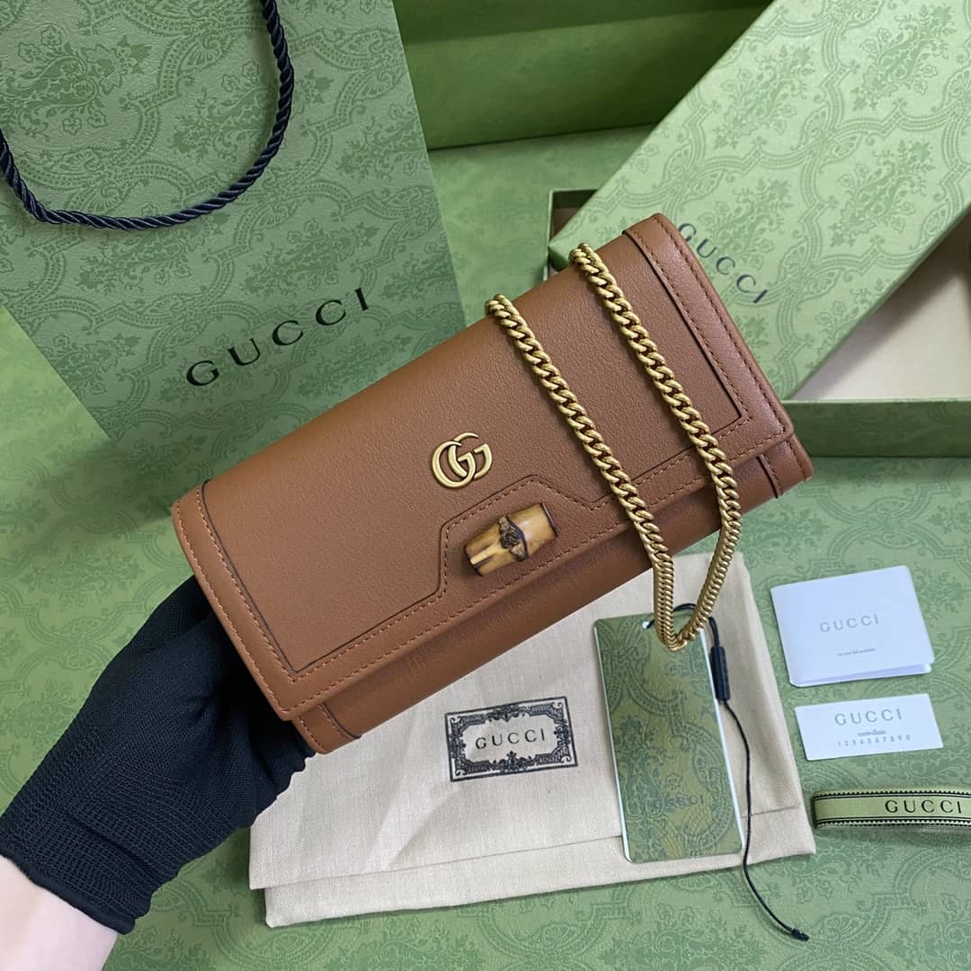 Best Replica Gucci Diana Bamboo Chain Wallet Replica 658243 - Colareps