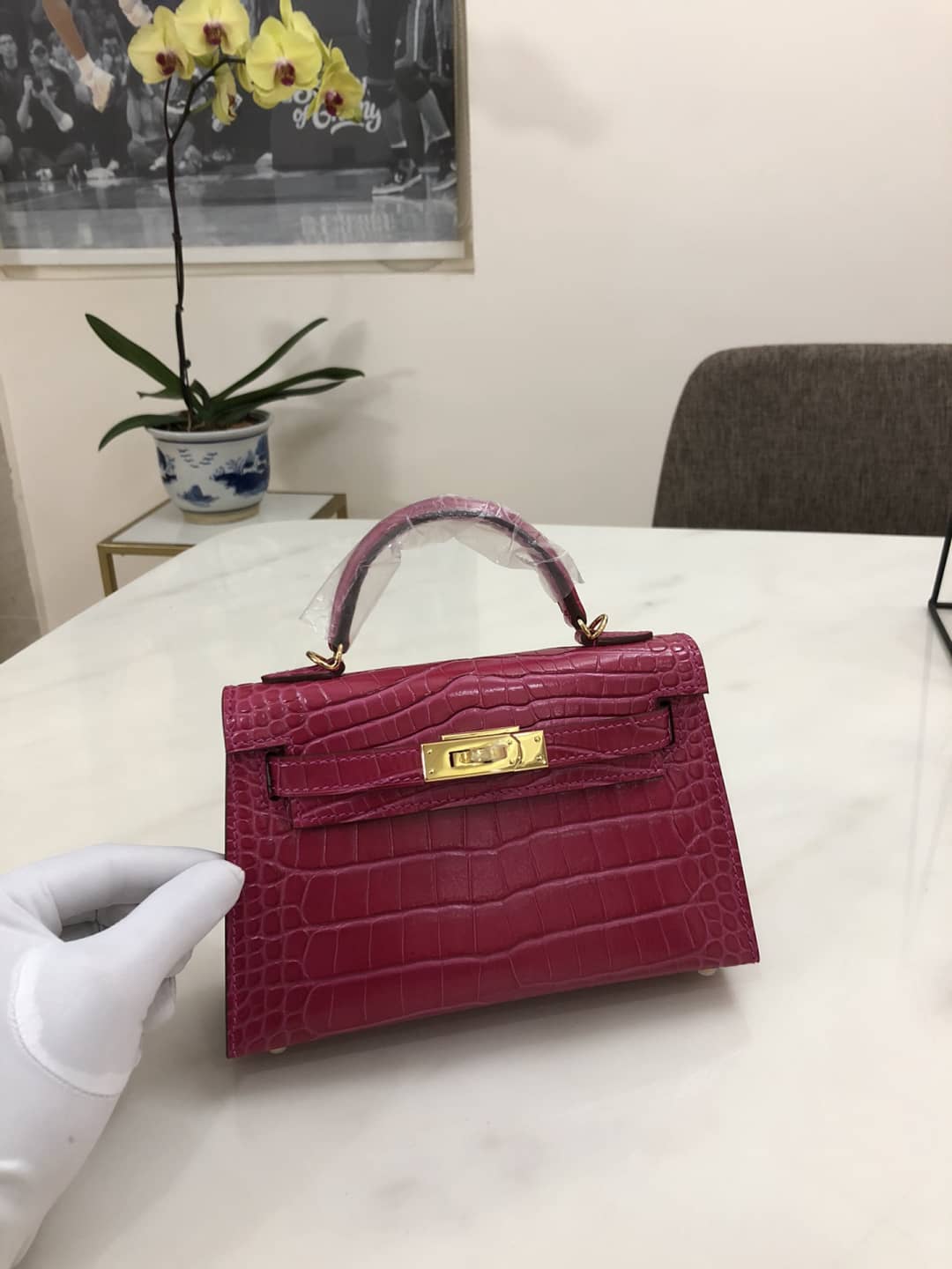 Best Replica Hermes Kelly Dupe Mini 19CM Crocodile Shiny Replica Bag - Colareps