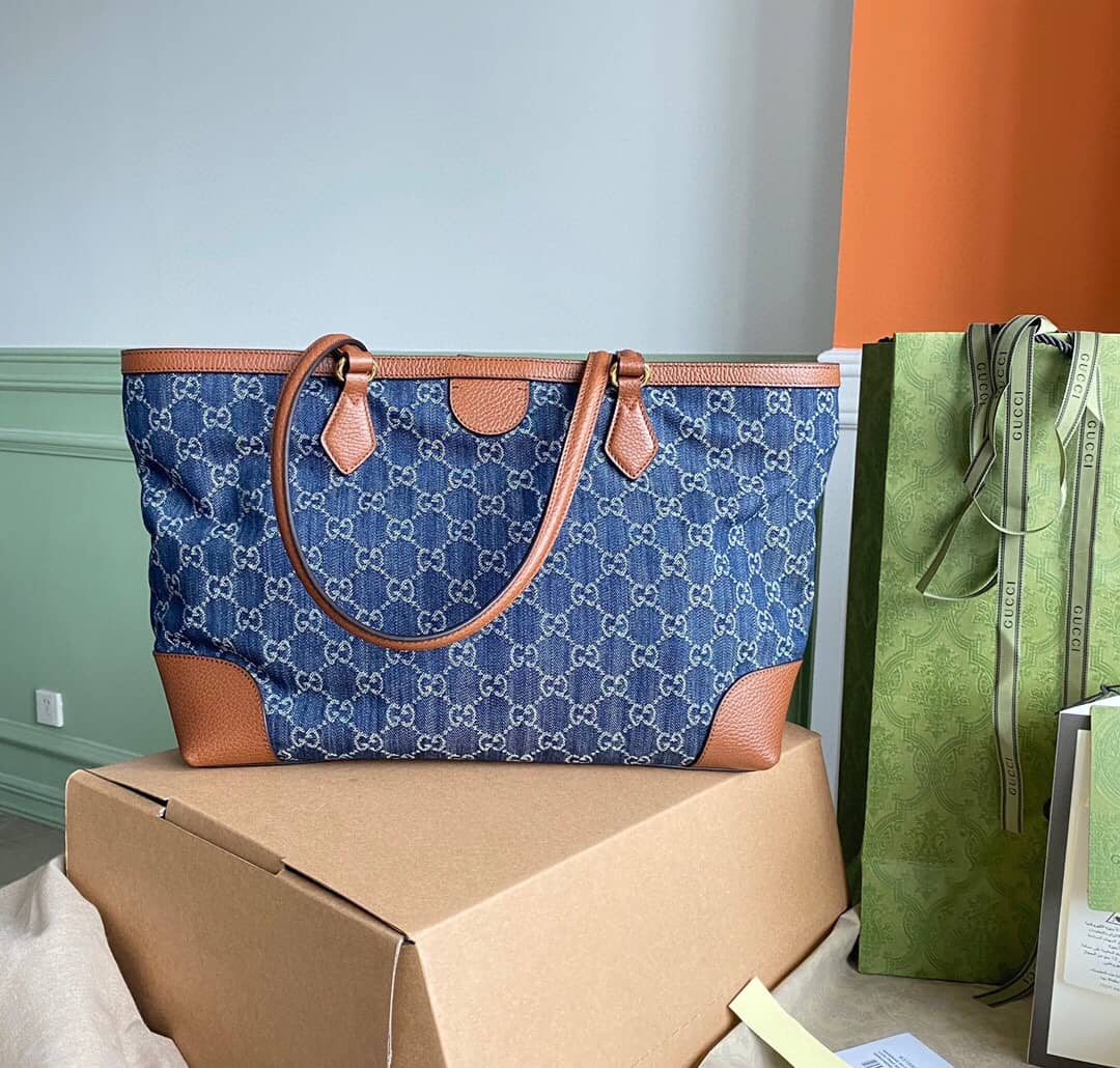 Best Replica Gucci Ophidia Leather Tote Replica Blue 631685 - Colareps