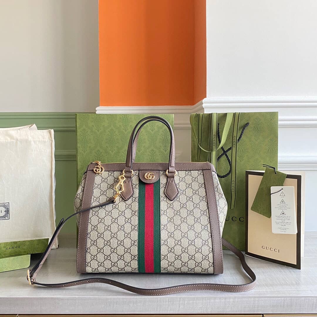 Best Replica Gucci Ophidia Medium GG Supreme Tote Shoulder Bag Replica Gray 524537 - Colareps