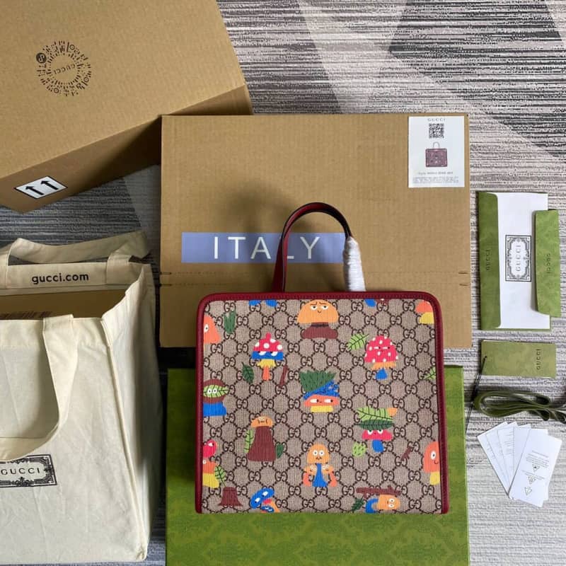 Best Replica Gucci GG Supreme Kids Girl Tote Replica Red 605614 - Colareps