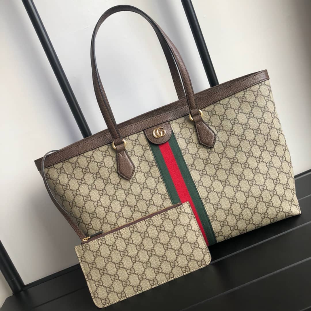 Best Replica Gucci Ophidia Leather Tote Replica Brown 631685 - Colareps
