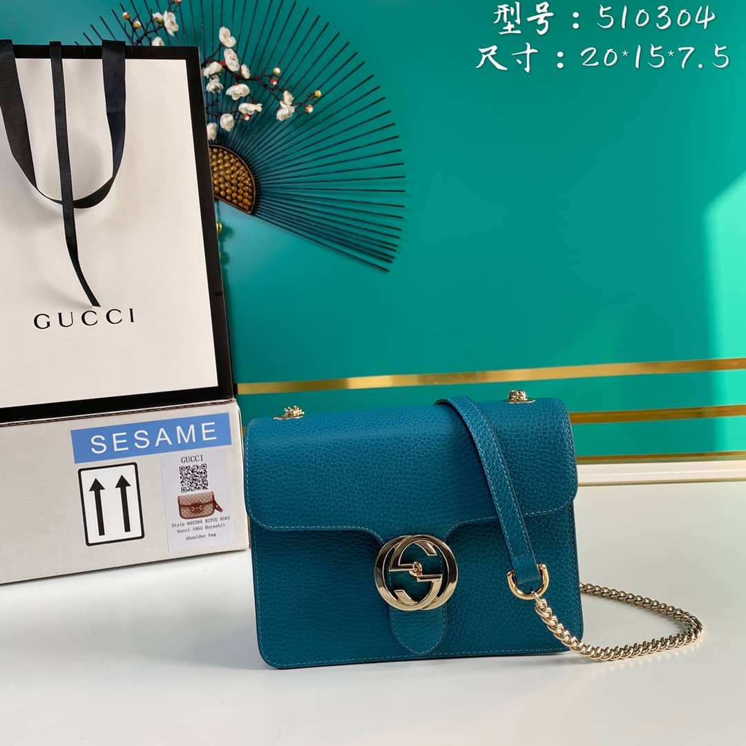 Best Replica Gucci Interlocking Leather Chain Crossbody Bag Replica 510304 - Colareps