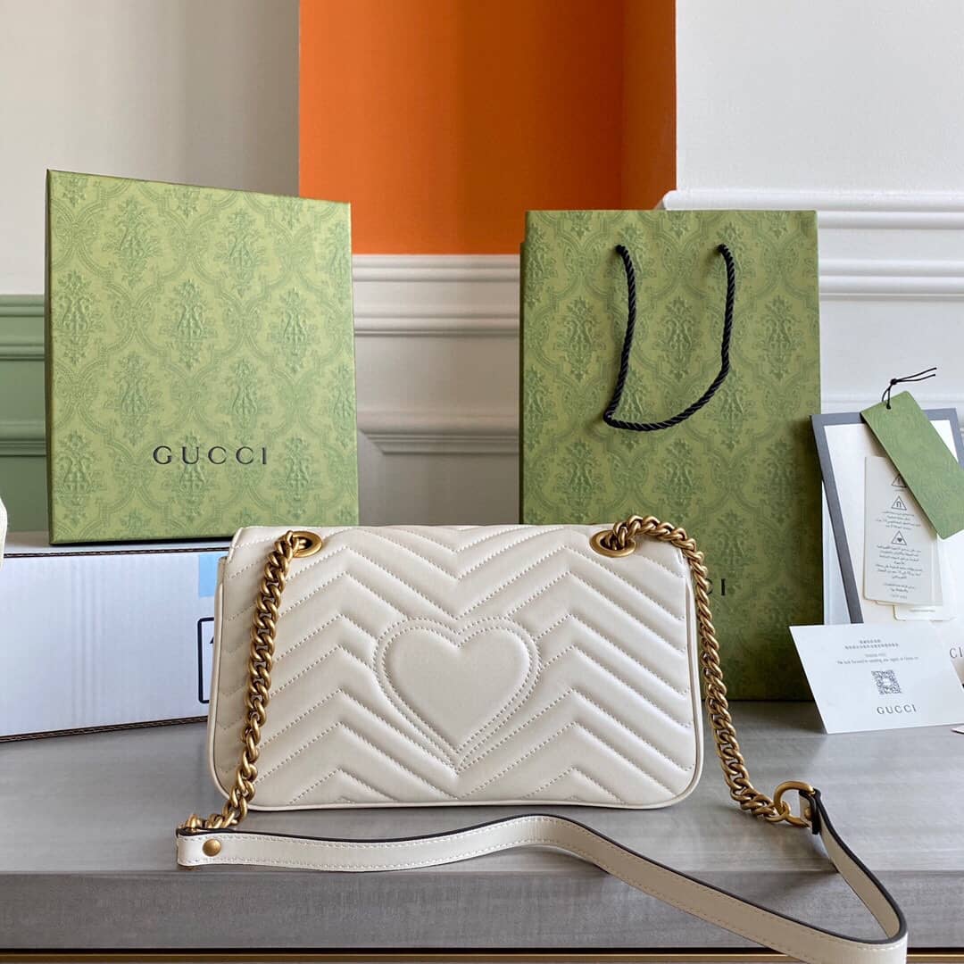 Best Replica Gucci GG Marmont Matelasse Shoulder Bag Replica White 443497 - Colareps