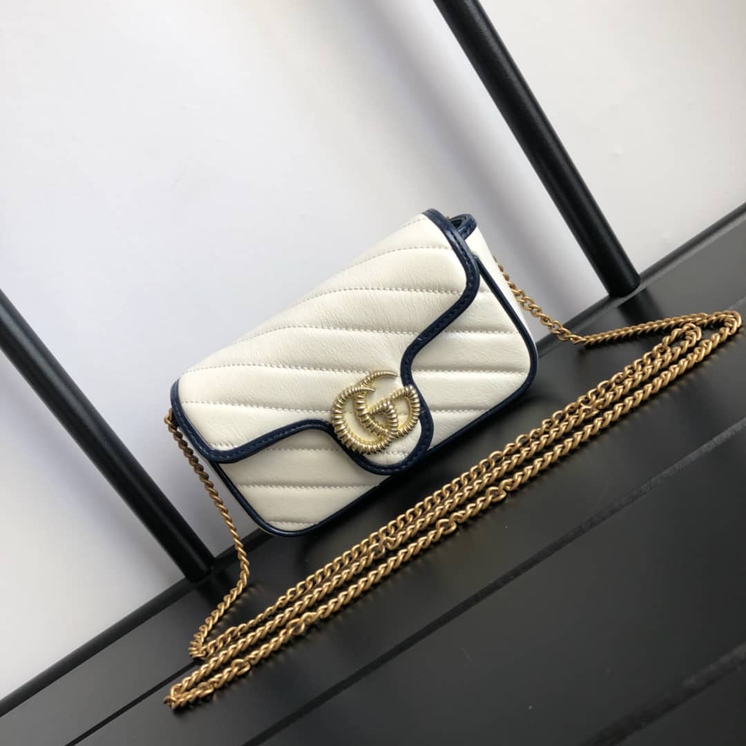 Best Replica Gucci GG Marmont Mini Matelasse Leather Shoulder Bag Replica White 574969 - Colareps