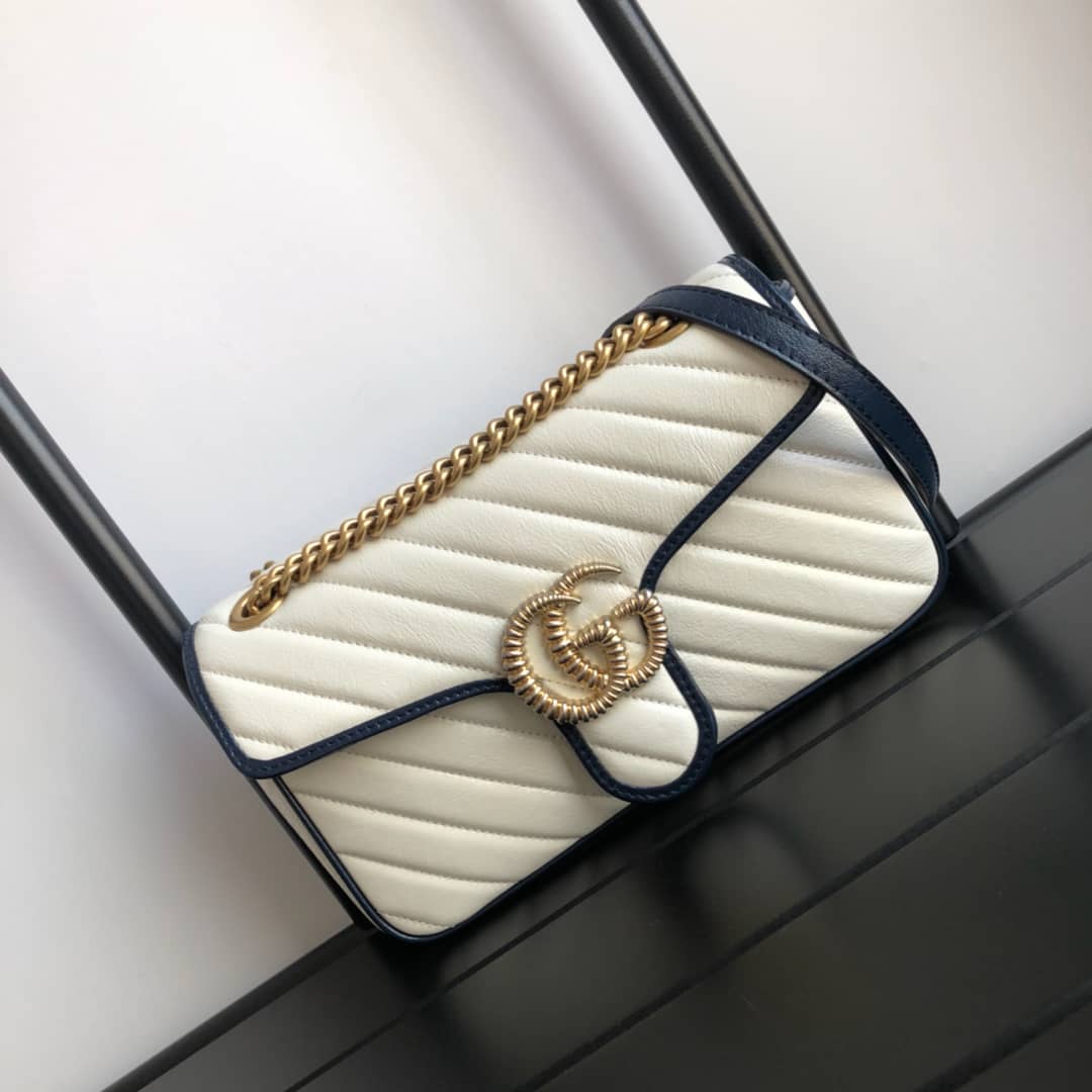 Best Replica Gucci GG Marmont Matelasse Shoulder Bag Replica White 443497 - Colareps