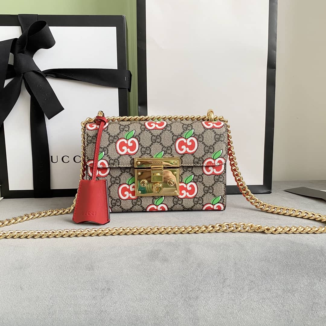 Best Replica Gucci Padlock Small GG Chain Shoulder Bag Replica Red 409487 - Colareps
