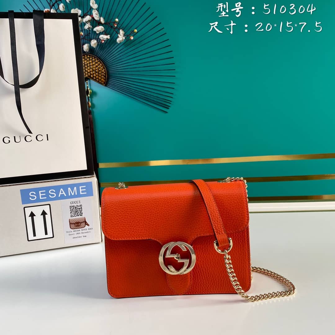 Best Replica Gucci Interlocking Leather Chain Crossbody Bag Replica 510304 - Colareps