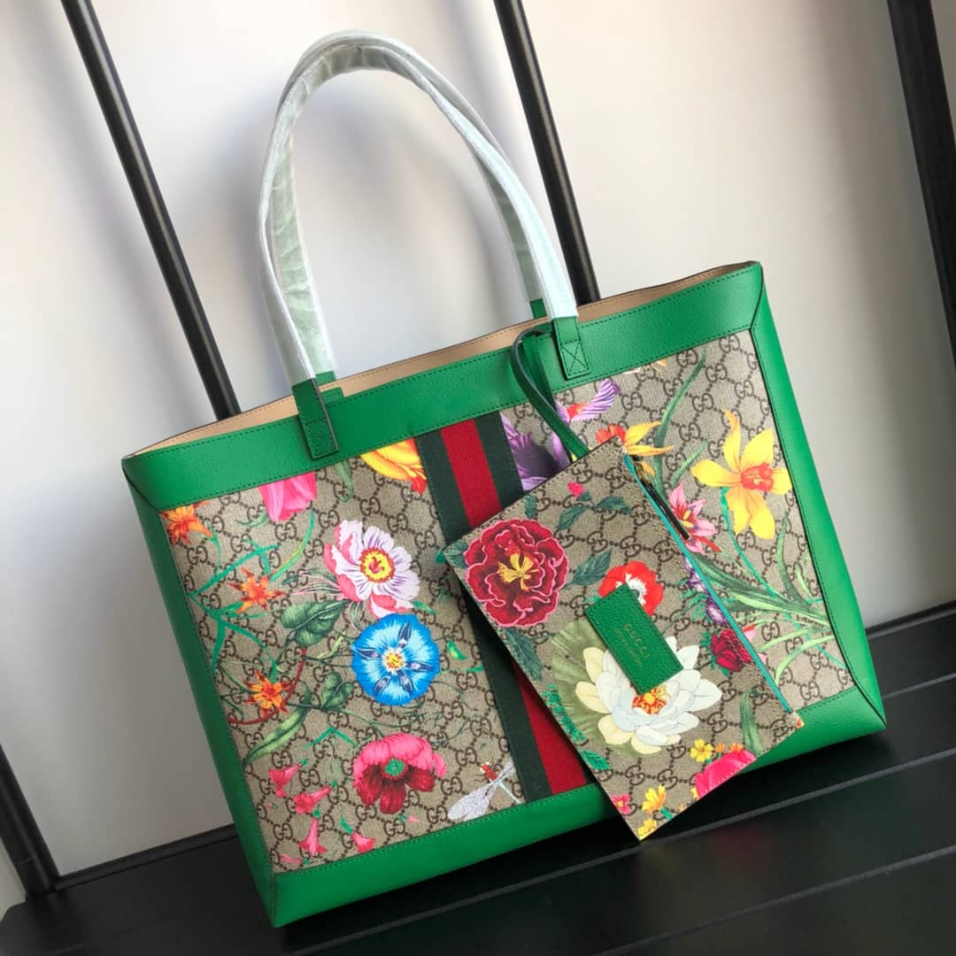 Best Replica Gucci Ophidia Web Soft GG Supreme Tote Replica Green 547947 - Colareps