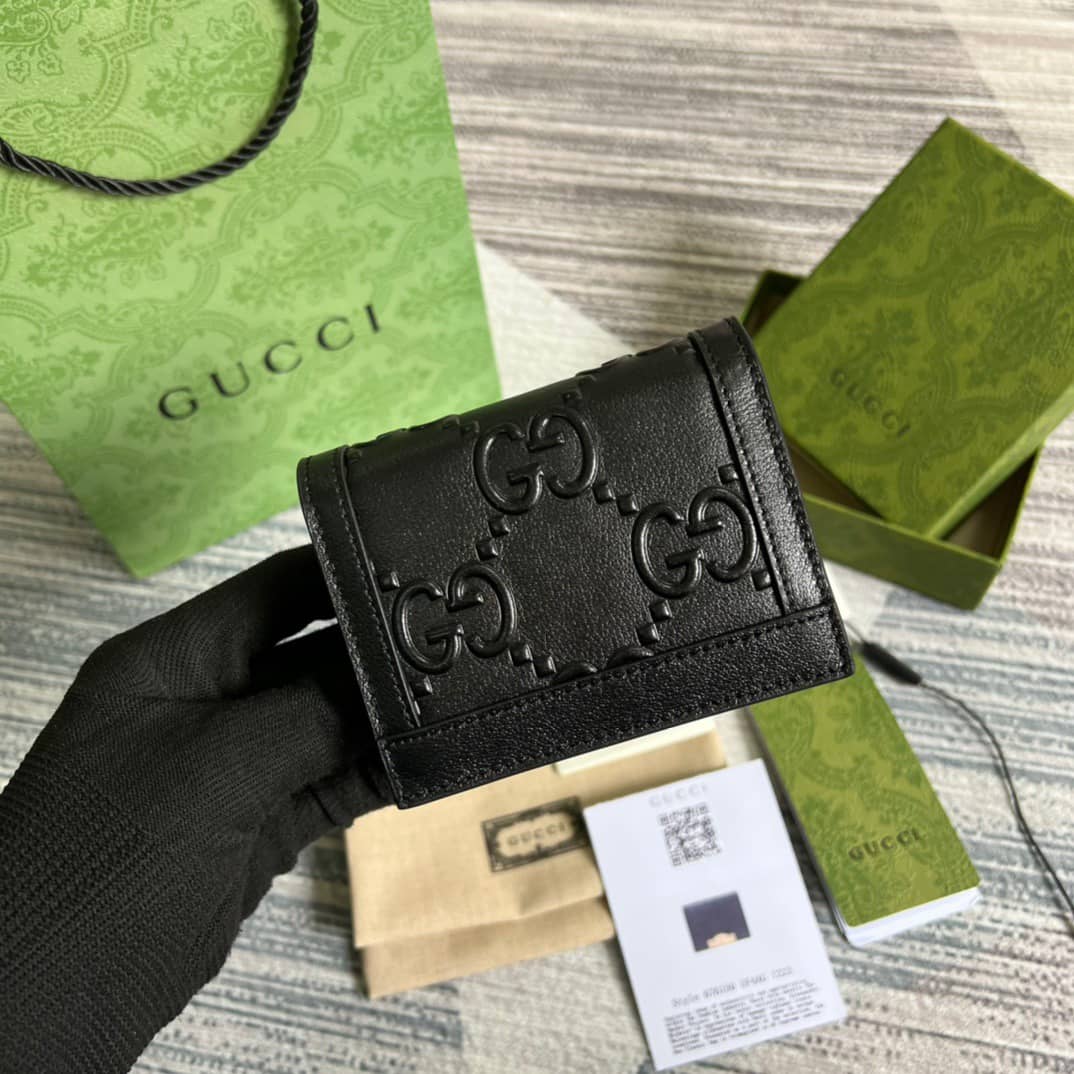 Best Replica Gucci GG Card Case Wallet Black 676150 Replica - Colareps