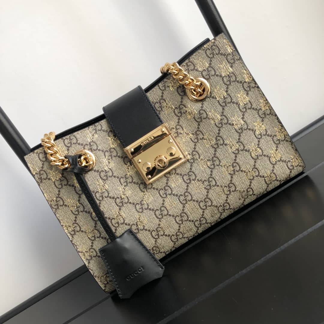 Best Replica Gucci Padlock Small GG Supreme Canvas Shoulder Bag Replica Brown 498156 - Colareps