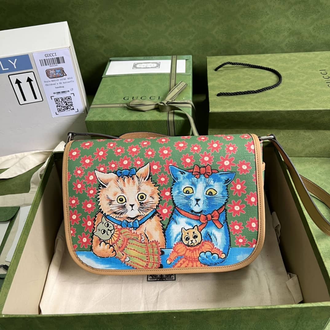 Best Replica Gucci Children Cat Print 664143 Replica Messenger Bag - Colareps