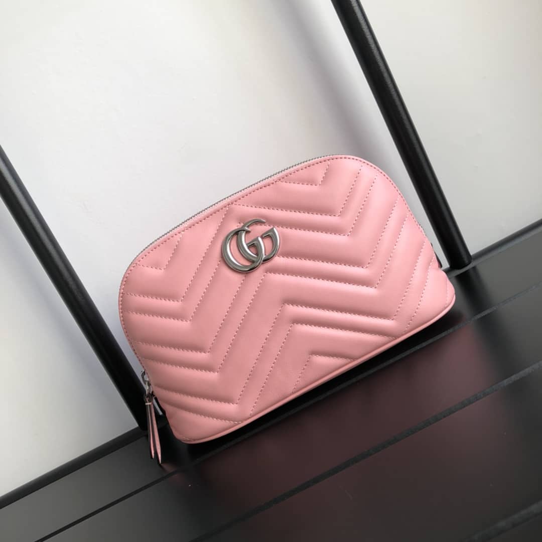 Best Replica Gucci GG Marmont Quilted Vanity Bag Replica Pink 625690 - Colareps