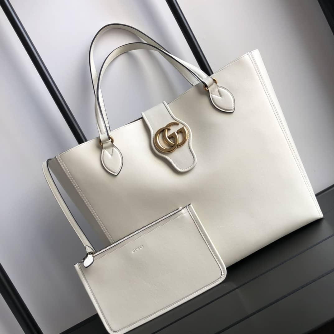 Best Replica Gucci Medium With Double G Tote Replica White 649577 - Colareps