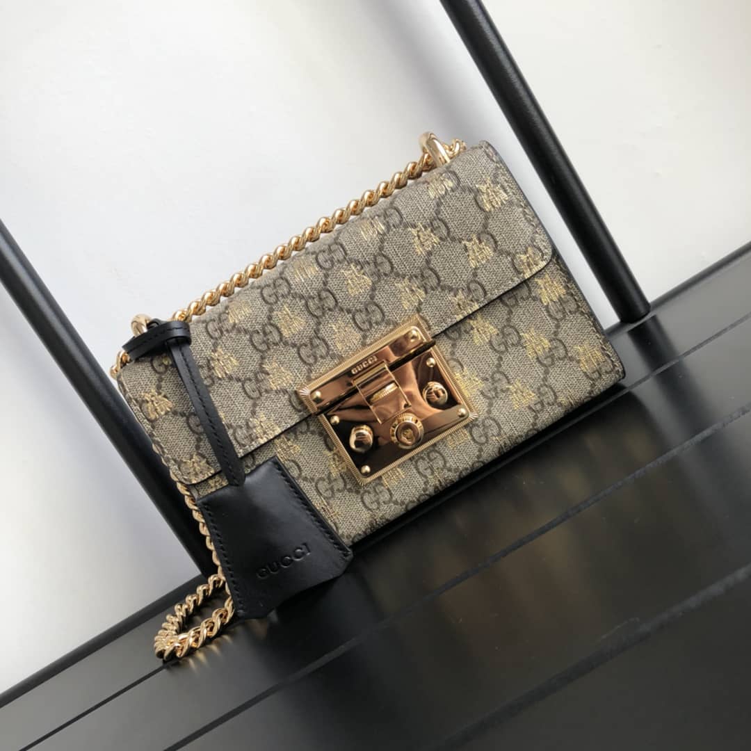 Best Replica Gucci Padlock Small GG Chain Shoulder Bag Replica Brown 409487 - Colareps
