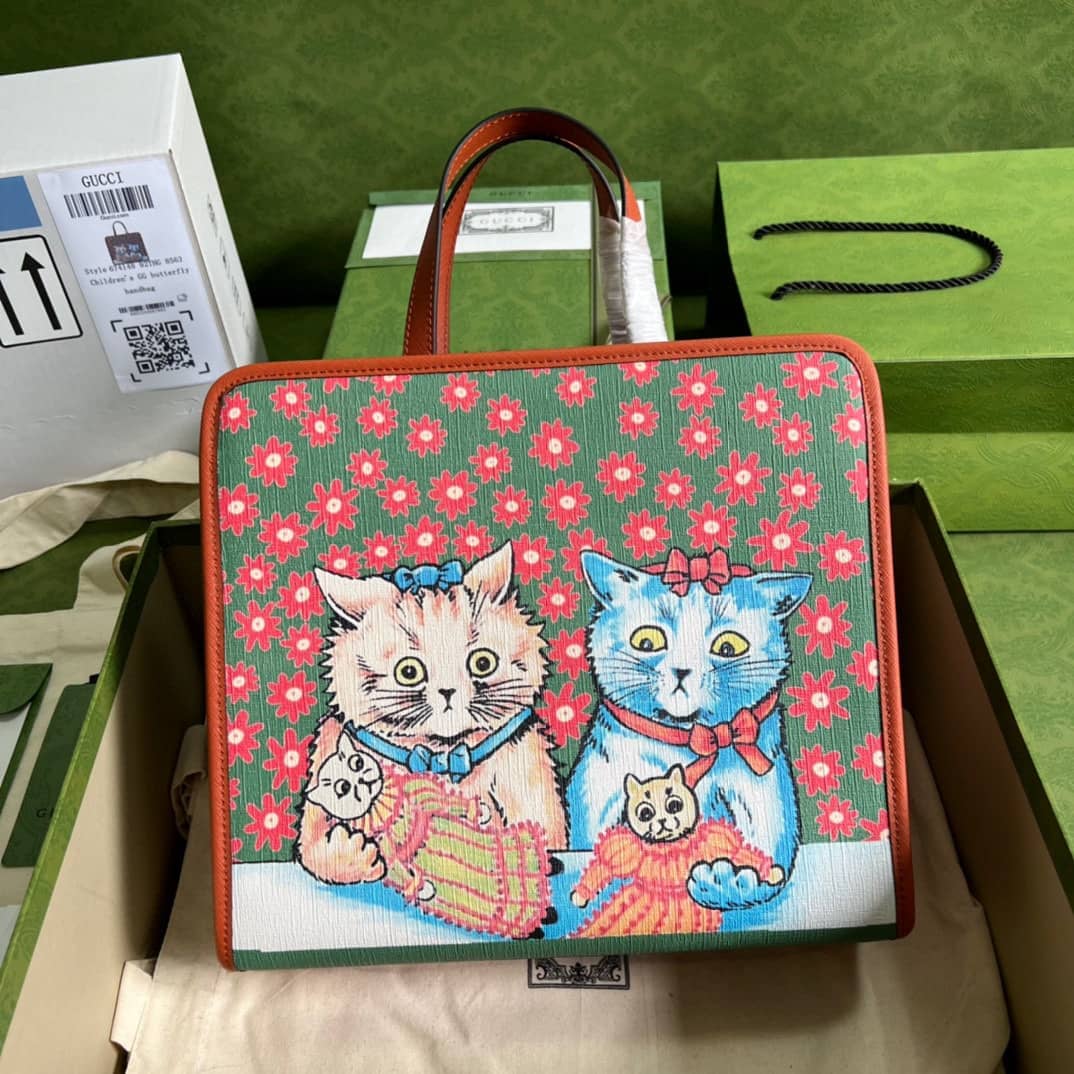 Best Replica Gucci Children Cat Print 605614 Replica Tote Bag - Colareps