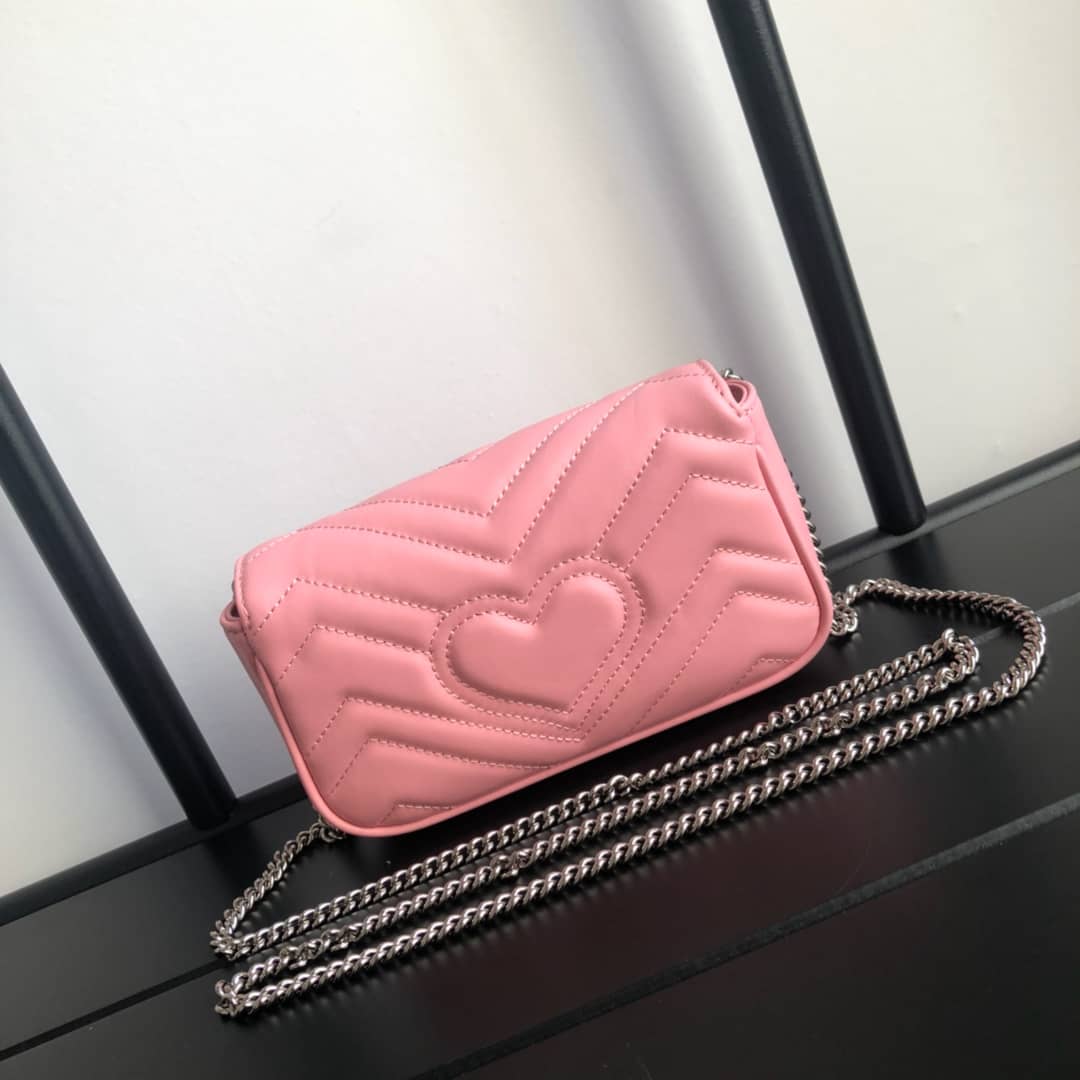 Best Replica Gucci GG Marmont Matelasse Leather Mini Shoulder Bag Replica Pink 476433 - Colareps