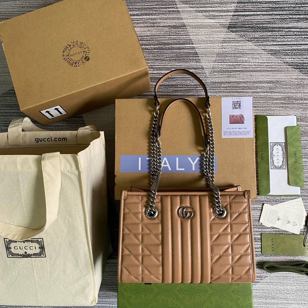 Best Replica Gucci GG Marmont Small Tote Replica Brown 681483 - Colareps
