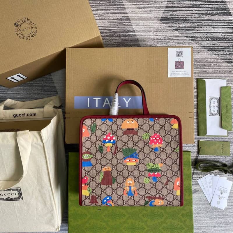 Best Replica Gucci GG Supreme Kids Girl Tote Replica Red 605614 - Colareps