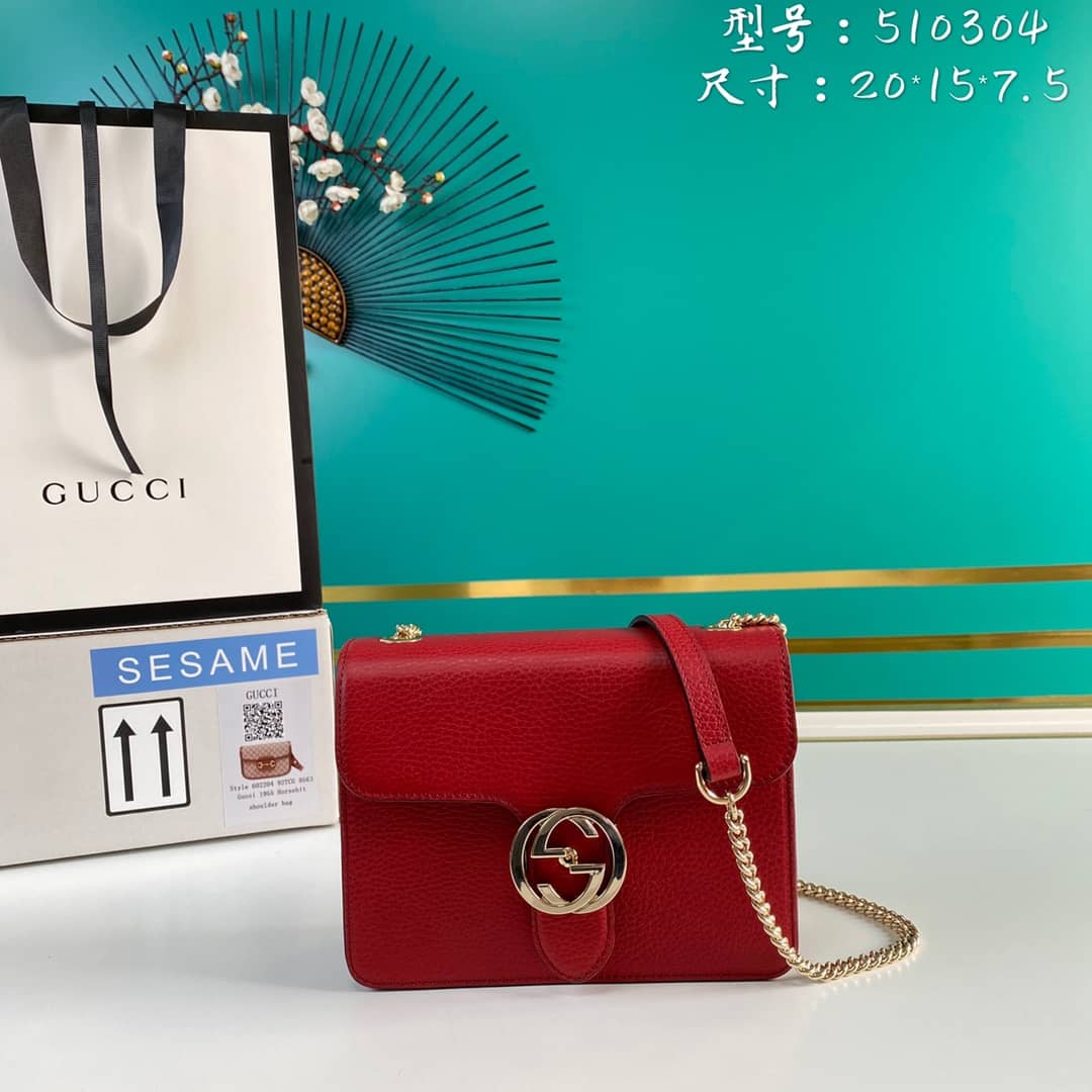 Best Replica Gucci Interlocking Leather Chain Crossbody Bag Replica 510304 - Colareps