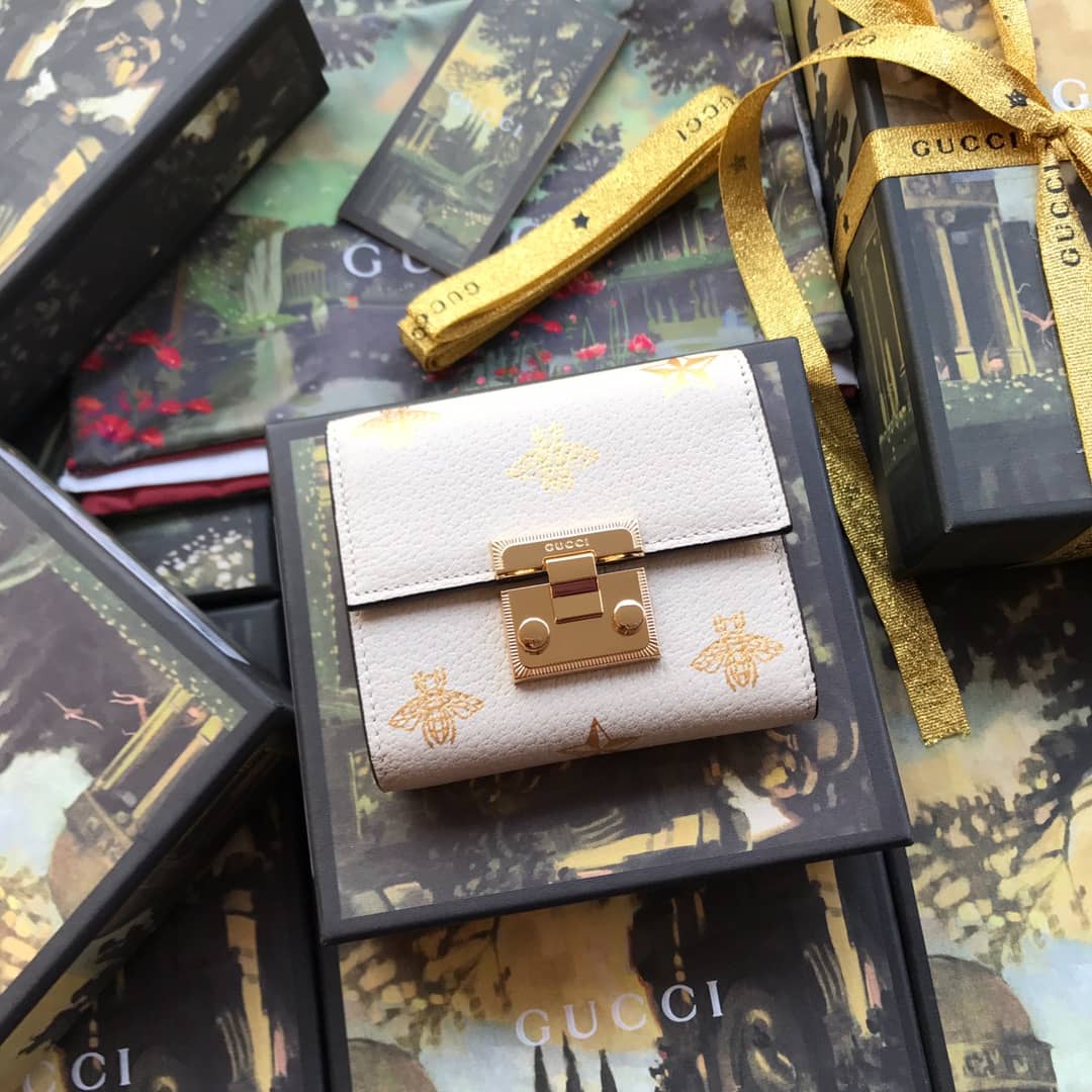 Best Replica Gucci Padlock Bee Star Print Calfskin Wallet Replica 453155 - Colareps
