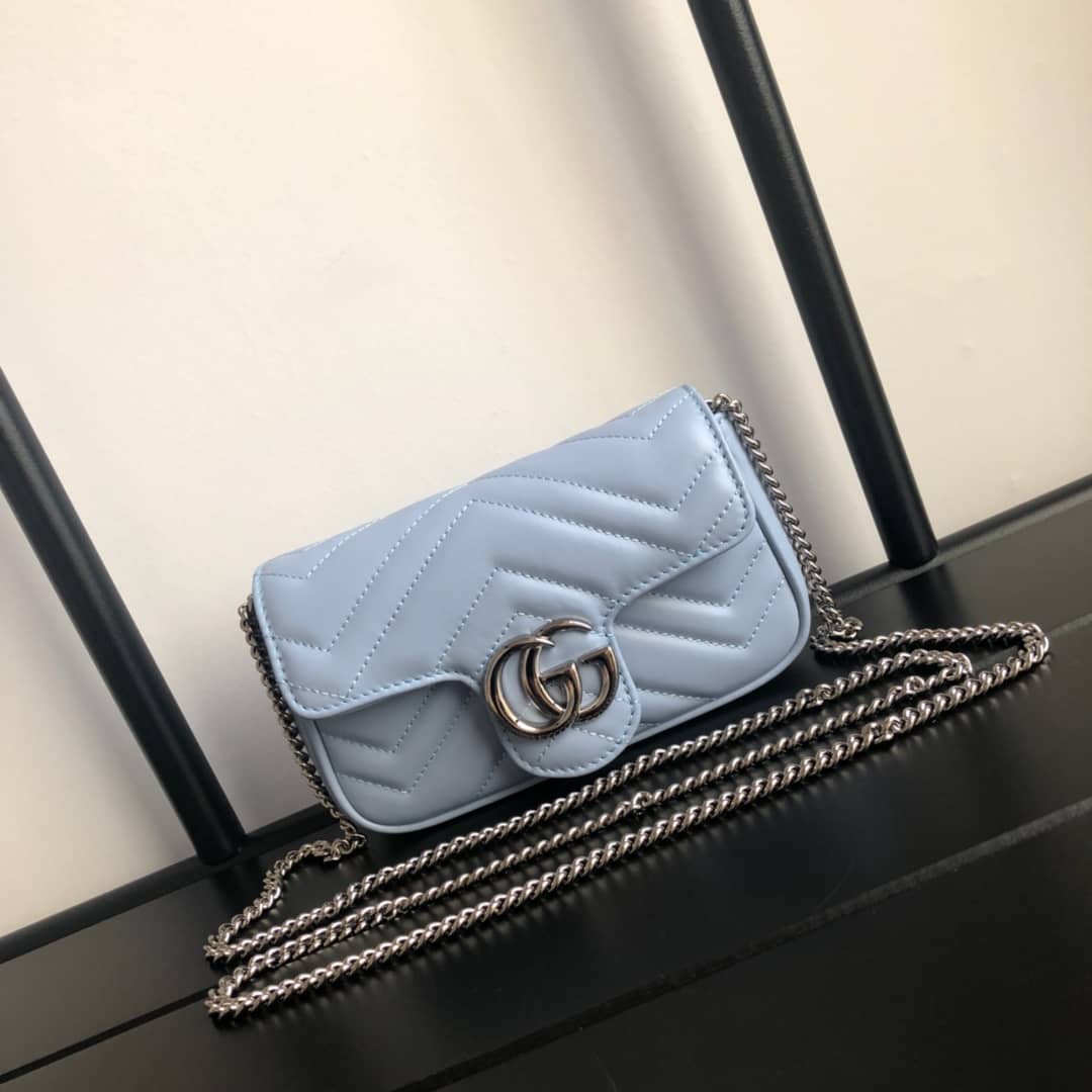 Best Replica Gucci GG Marmont Matelasse Leather Mini Shoulder Bag Replica Blue 476433 - Colareps