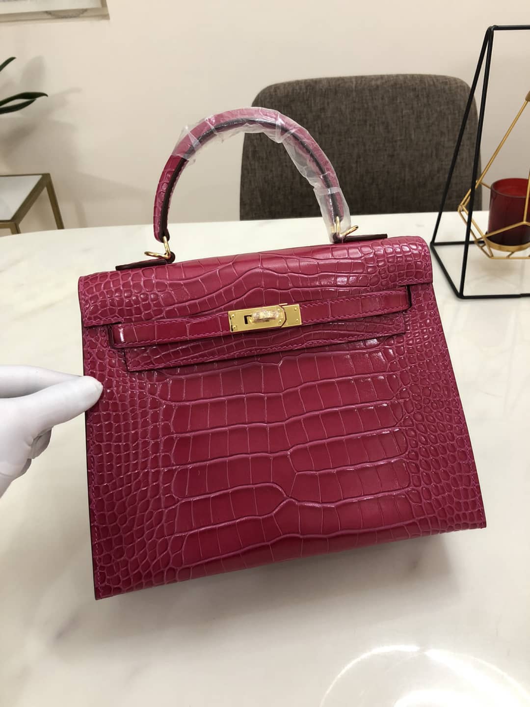 Best Replica Hermes Kelly Dupe 25CM Crocodile Shiny Replica Bag - Colareps