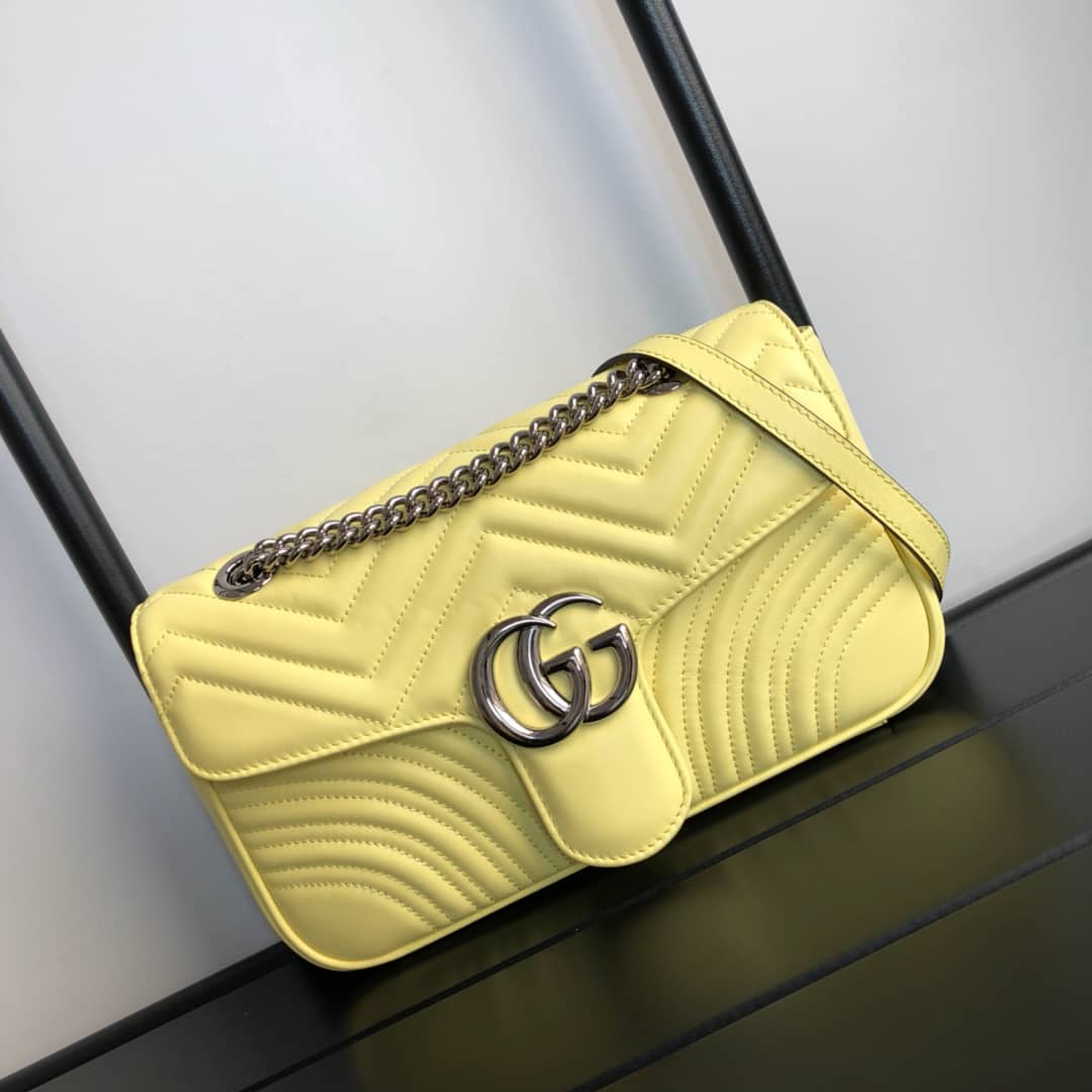 Best Replica Gucci GG Marmont Matelasse Shoulder Bag Replica Yellow 443497 - Colareps