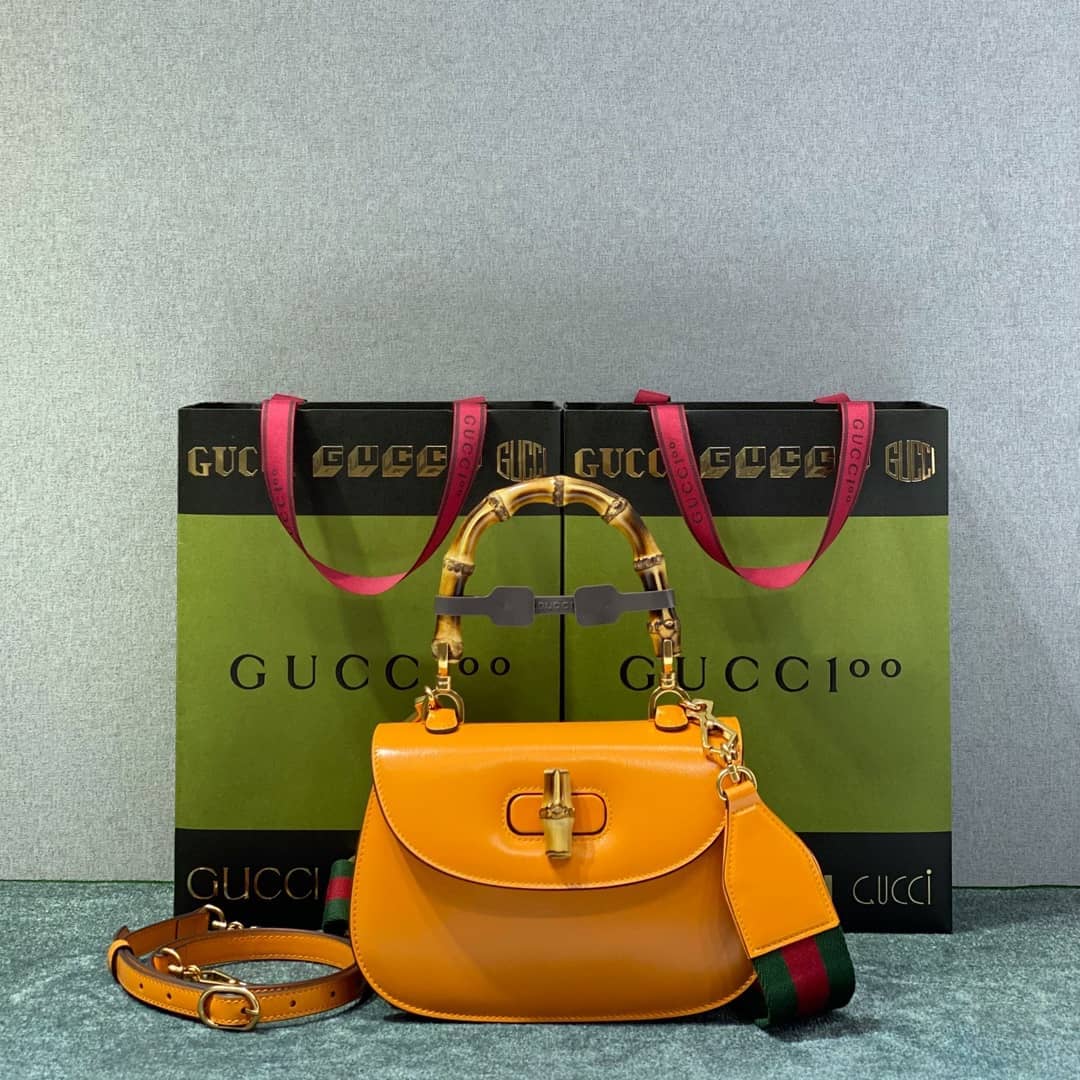 Best Replica Gucci Bamboo 1947 Small Top Handle Bag 675797 Orange Replica - Colareps