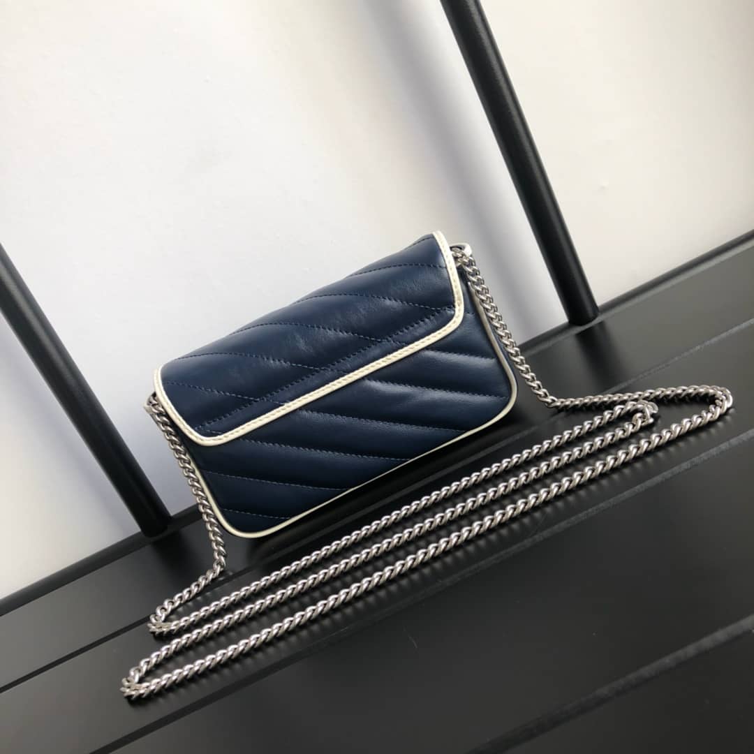 Best Replica Gucci GG Marmont Mini Matelasse Leather Shoulder Bag Replica Blue 574969 - Colareps