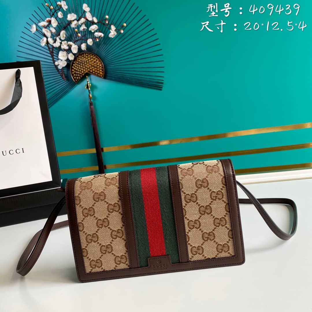 Best Replica Gucci GG Crossbody Bag Web Stripe Wallet Replica 409439 - Colareps