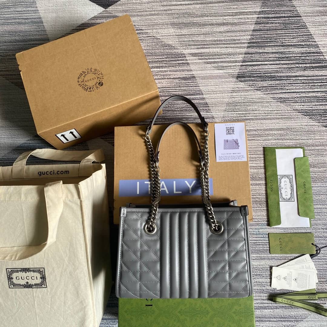 Best Replica Gucci GG Marmont Small Tote Bag Replica Gray 681483 - Colareps