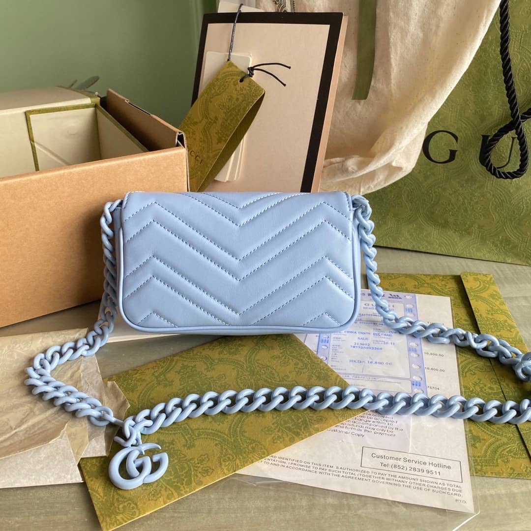 Best Replica Gucci GG Marmont Quilting Super Mini 476433 Replica Crossbody Bag - Colareps