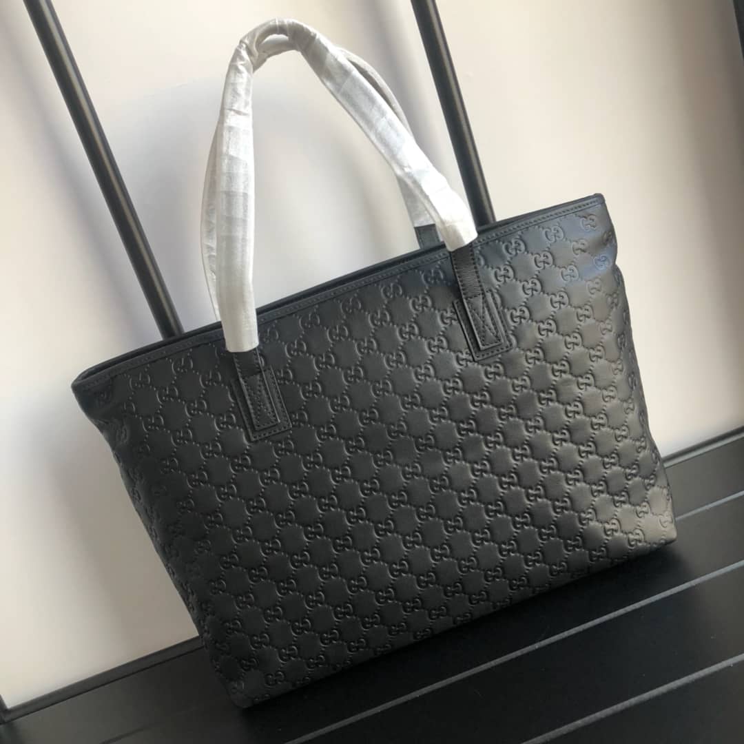 Best Replica Gucci GG Plus Large Zip Top PVC Replica Tote Black 211137 - Colareps