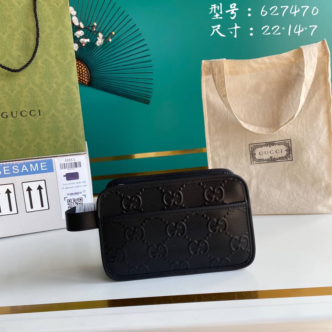 Best Replica Gucci GG Embossed Cosmetic Case Replica 627470 - Colareps