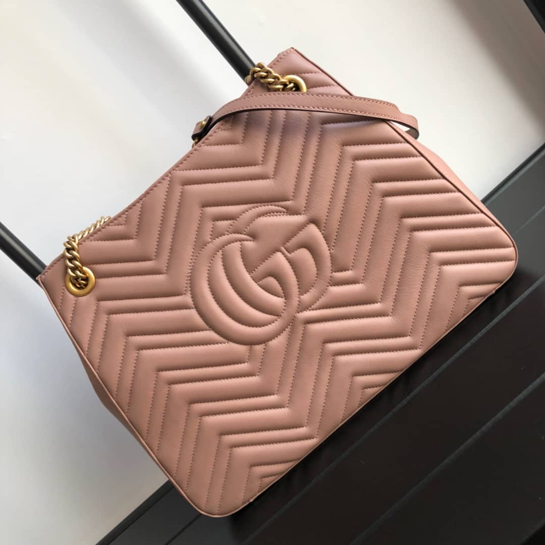 Best Replica Gucci GG Marmont Chain Shoulder Bag Replica Pink 453569 - Colareps