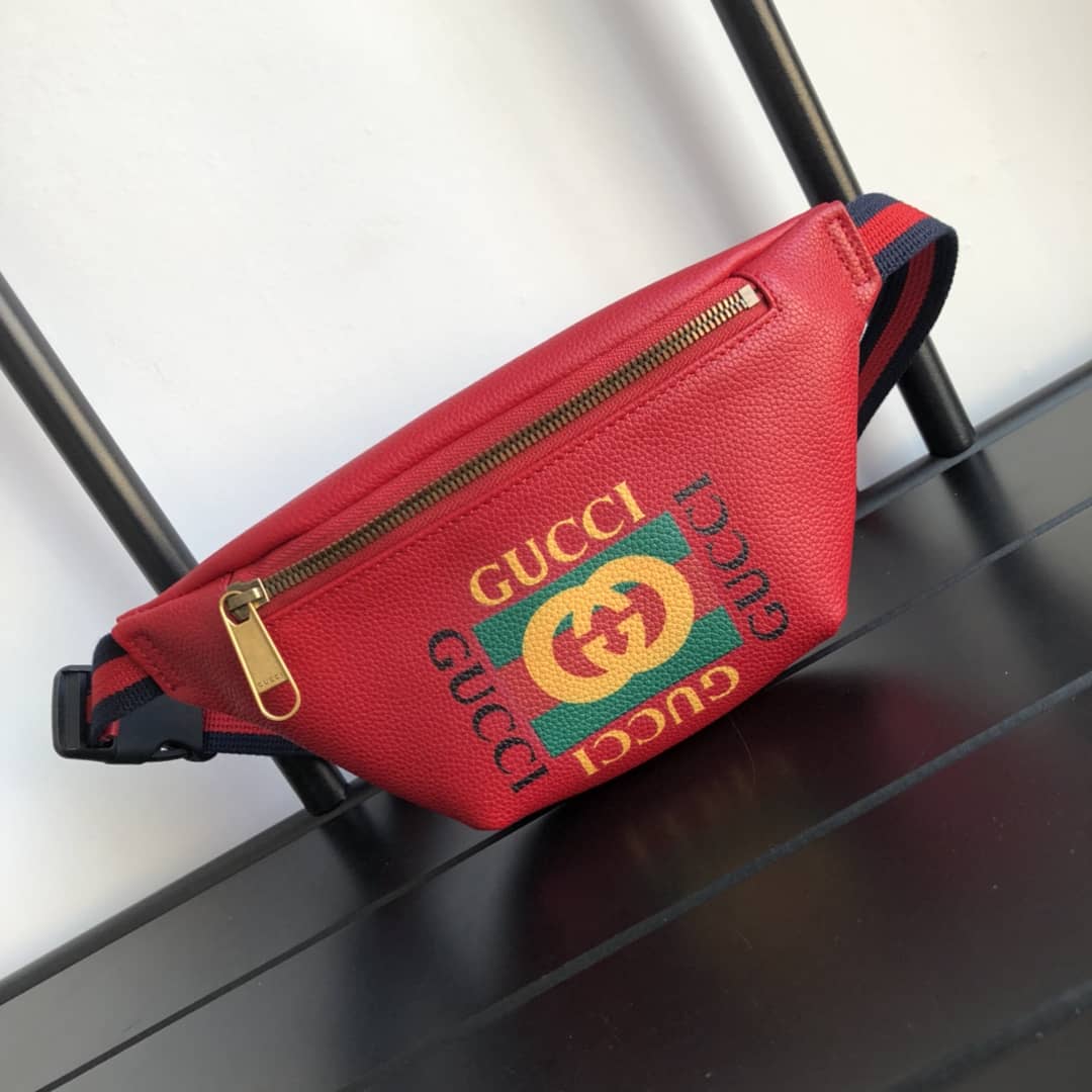 Best Replica Gucci Print Small Waist Body Belt Bag Replica Red 527792 - Colareps