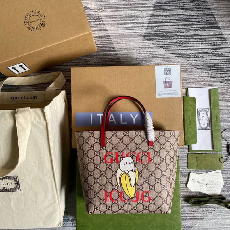 Best Replica Gucci Children GG Supreme Canvas Replica Tote Brown 410812 - Colareps