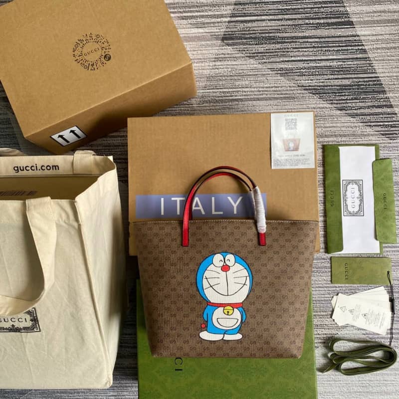 Best Replica Gucci Children GG Supreme Canvas Replica Tote Brown 410812 - Colareps